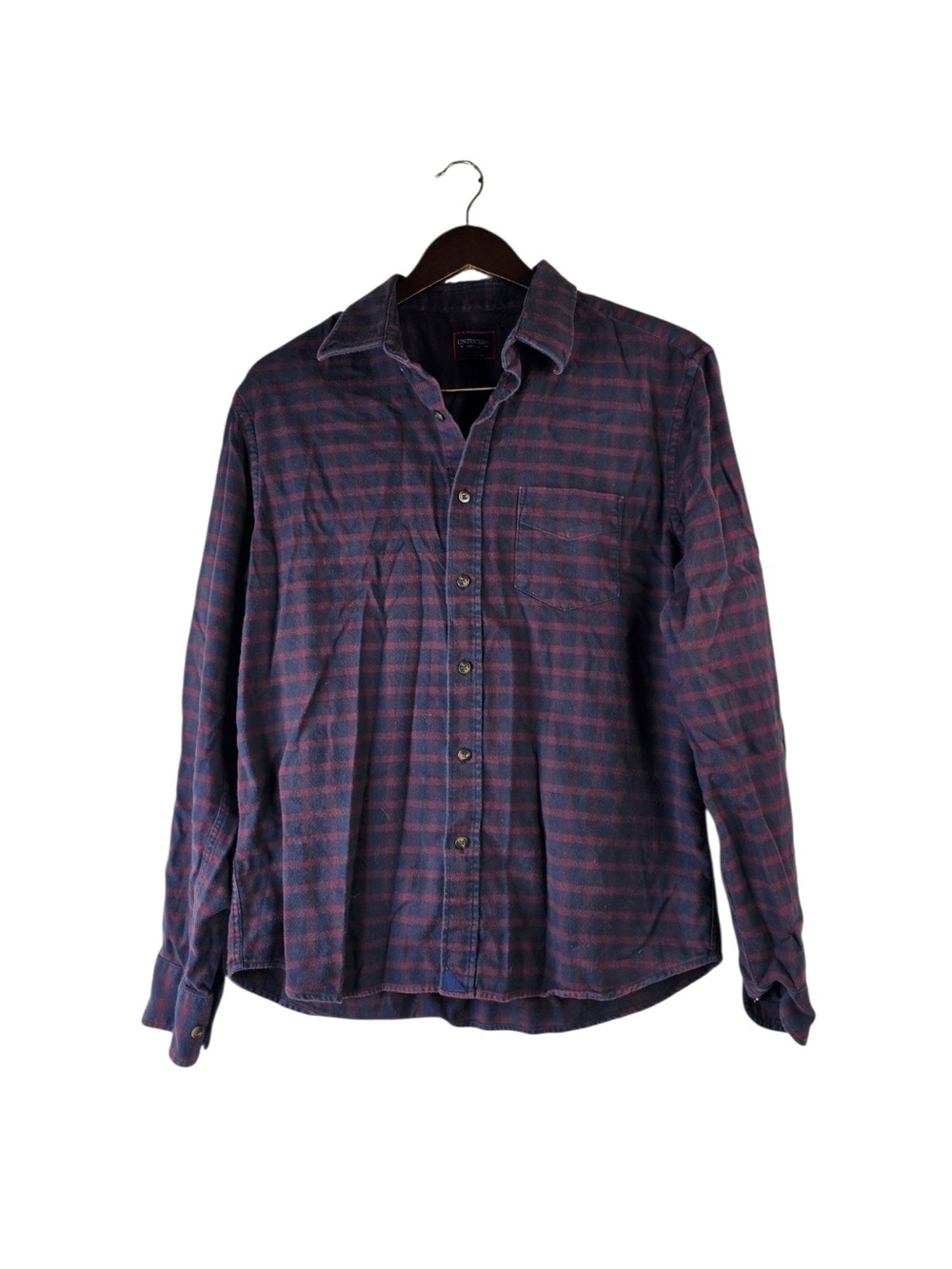 UNTUCKit Mens Medium Long Sleeve Button Down Shirt Blue Red Plaid Flannel